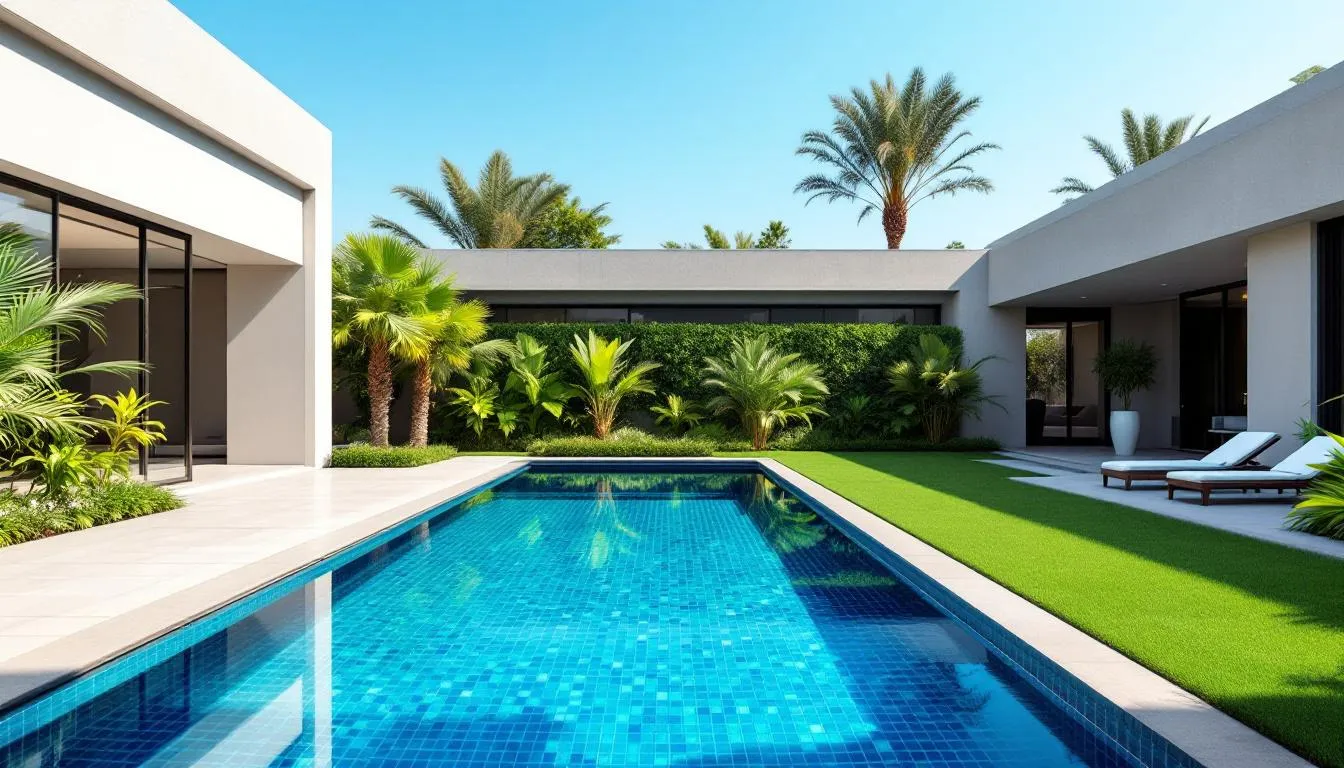 A well maintained swimming pool in Dubai showcasing comprehensive maintenance services.