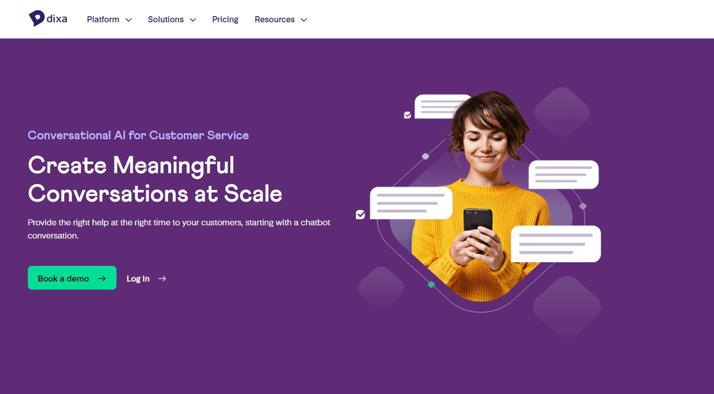 Solvemate Chatbot - Dixa create meaningful conversations at scale 