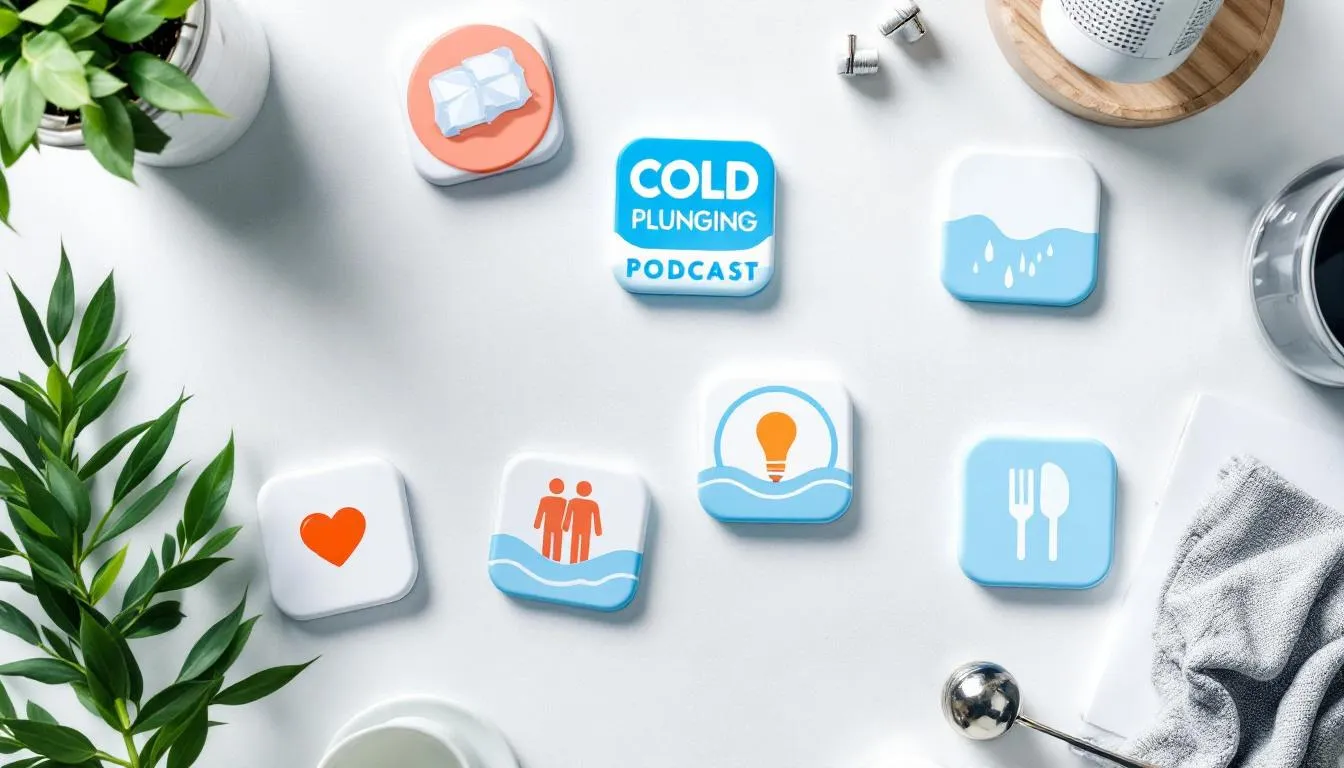 A collection of podcast icons related to cold plunging and cold exposure.