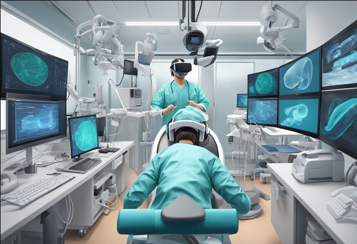 GPU simulated picture for the future of the healthcare industry, using AI and machine learning.