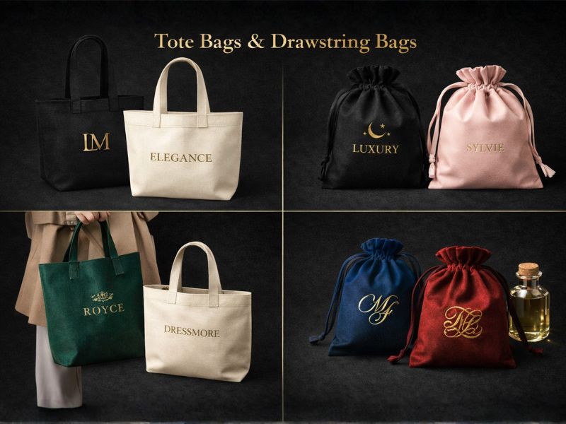 An illustration of a Tote Bags & Drawstring Bags  