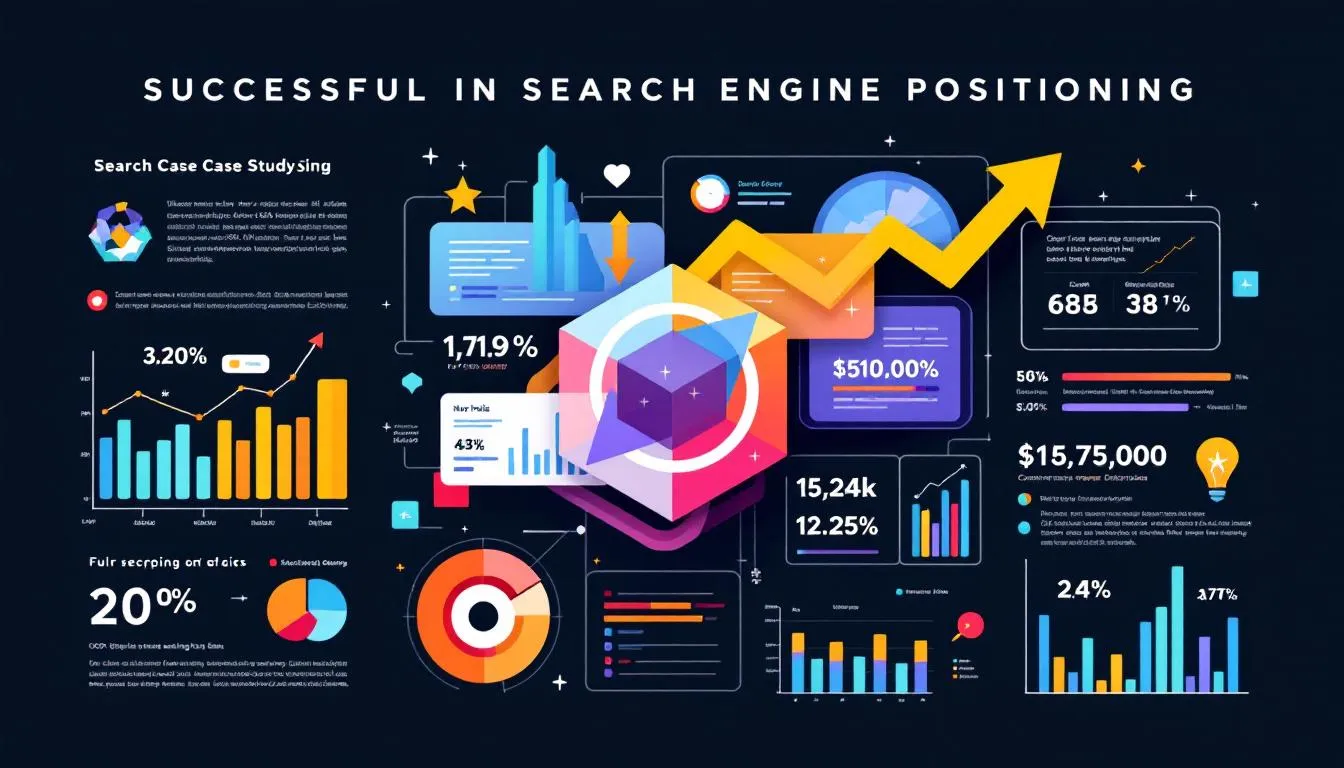 A collage of successful case studies in search engine positioning.