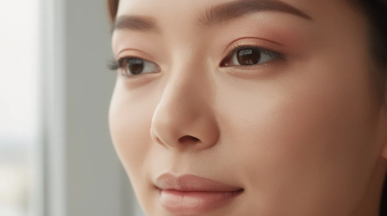 This close-up portrait features a person with a smooth and refreshed under-eye area, showcasing natural facial contours and a youthful appearance. The image highlights the results of a facial fat transfer procedure, effectively restoring lost volume and minimizing dark circles, contributing to an overall balanced and rejuvenated look.