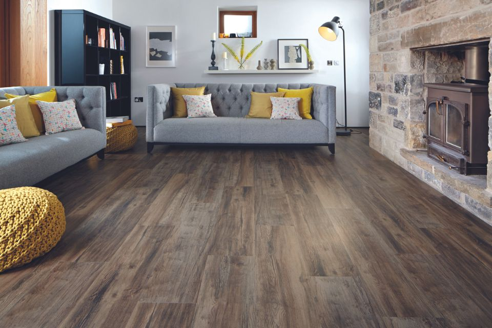 wood-look laminate floors in living room
