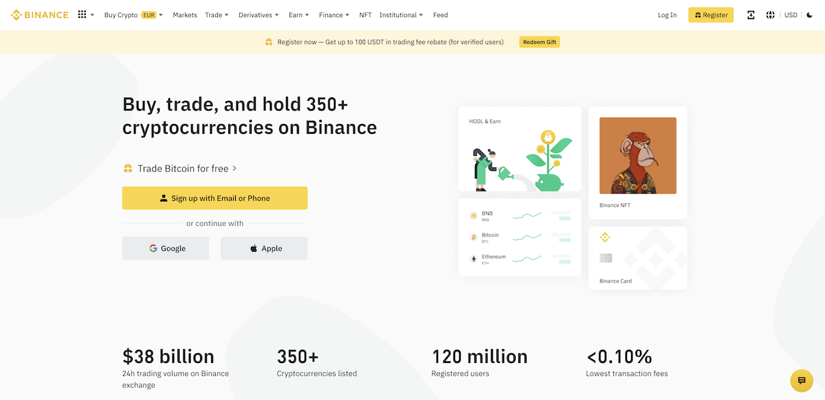 Binance website - 01.27.2023