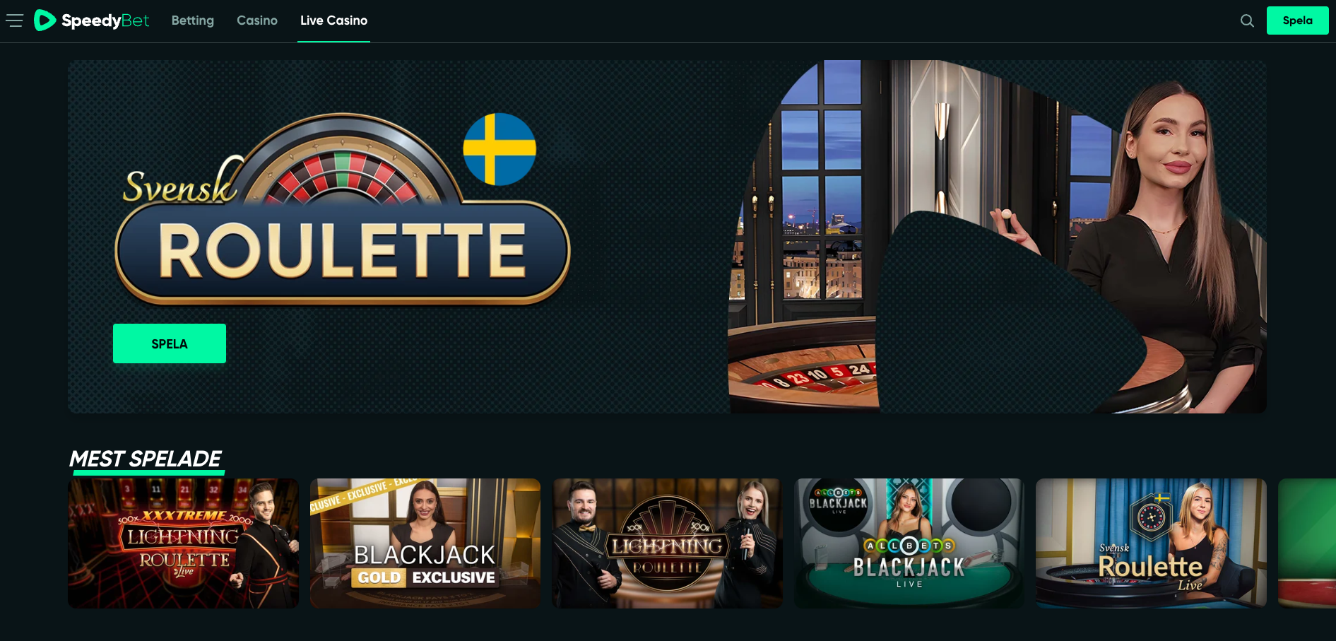 Speedybet live casino