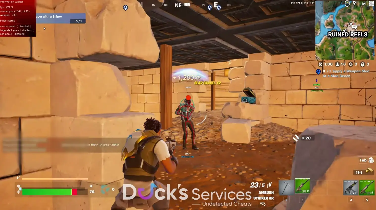 Screenshot of our Fortnite hack