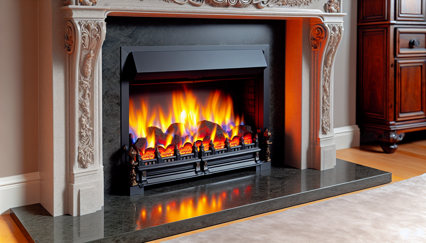 Regency gas fireplace with traditional design