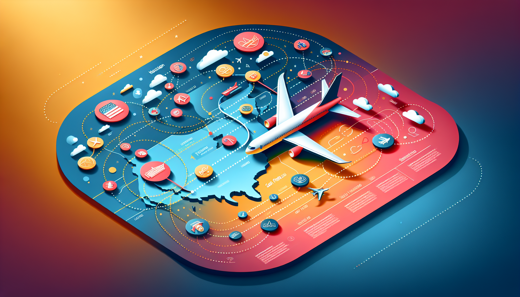 An illustration depicting the flight time from Houston to San Francisco.