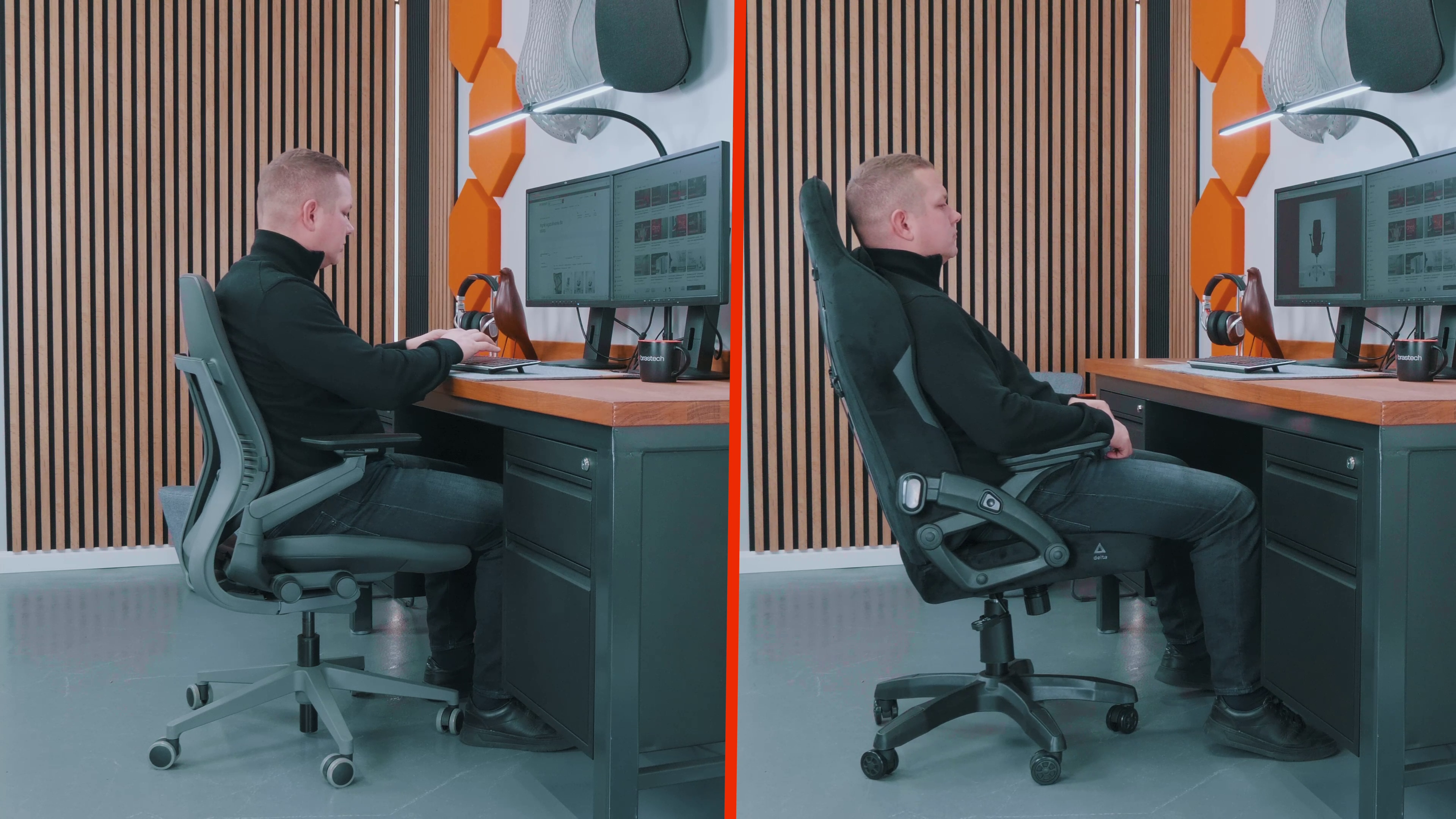 Fotel gamingowy czy fotel ergonomiczny? Kompleksowe porównanie dla wymagających użytkowników 7 Porówanie pracy w fotelu ergonomicznym vs gamingowym. Źródło: Brastech