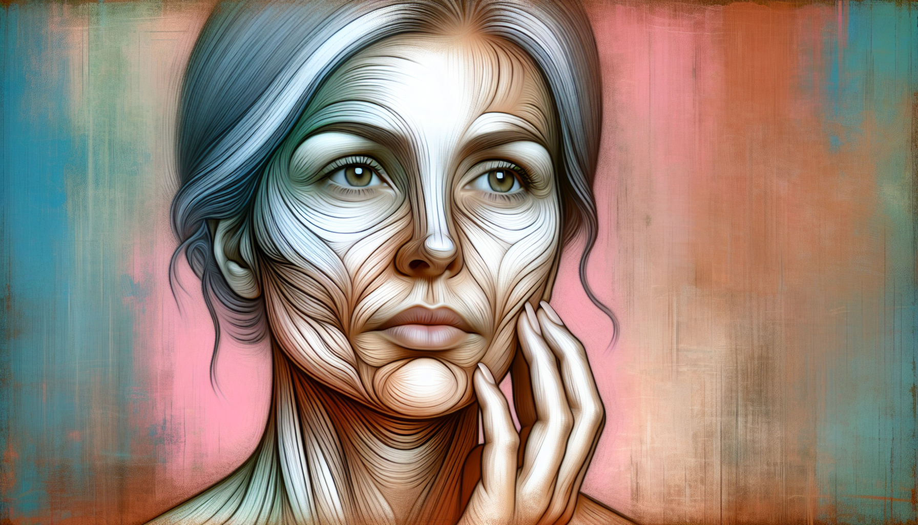 Illustration of skin aging due to collagen loss