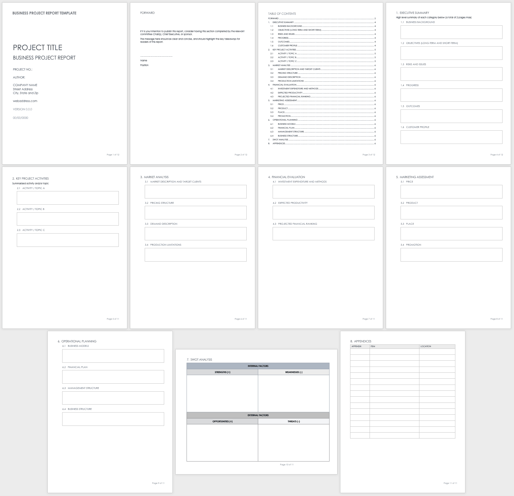 A screenshot of a long report template from Smartsheet.