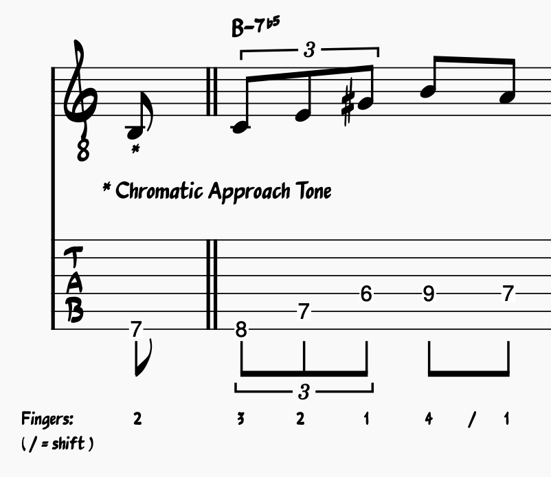 Chromatic approach tone example