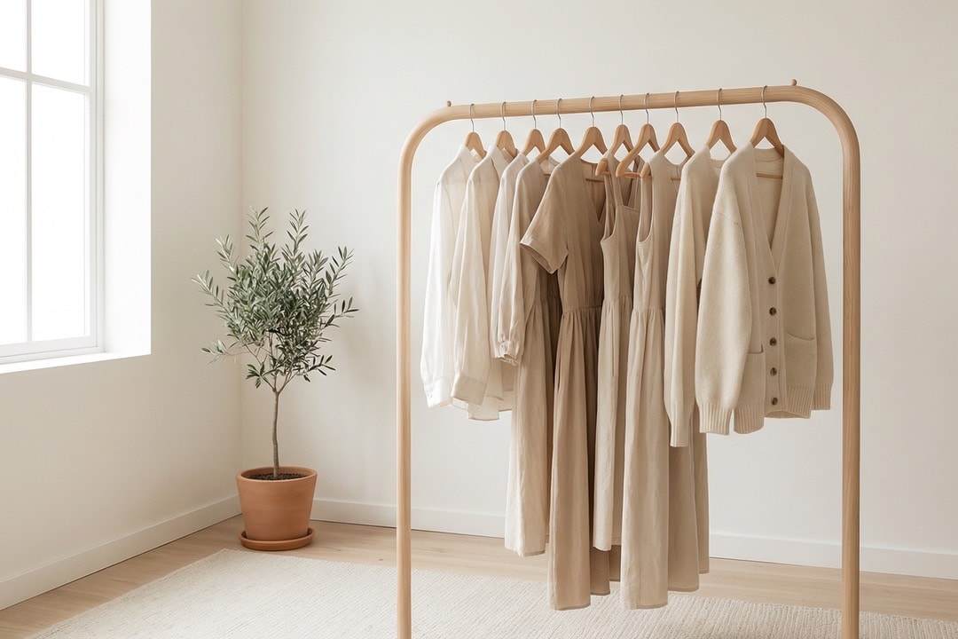 clean wardrobe from natural materials as cotton and tencel lyocell