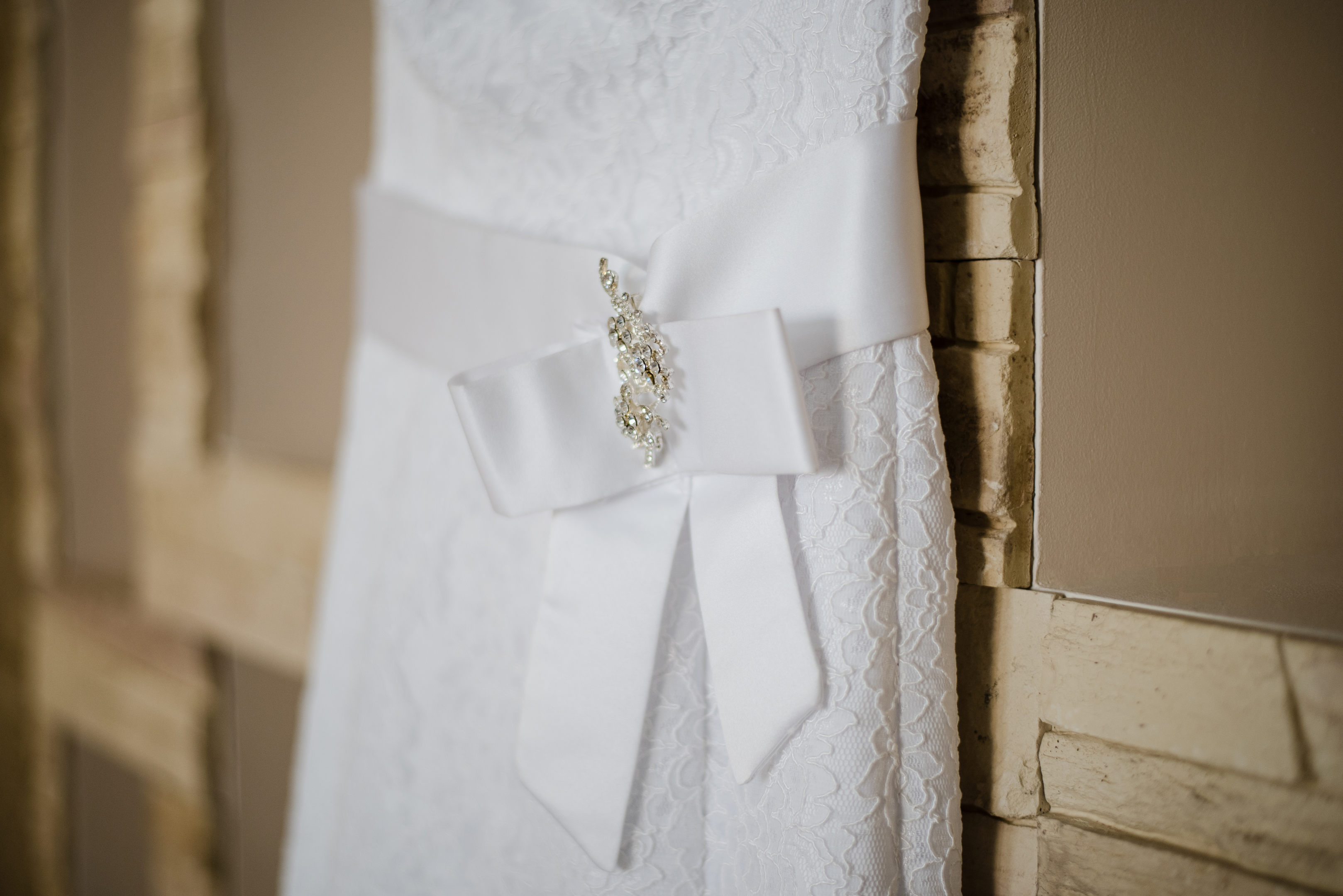 Bridal dress on hanger