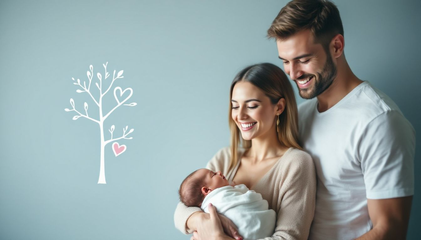smiling intended parents holding their surrogate child thanks to Made in the USA Surrogacy agency in California