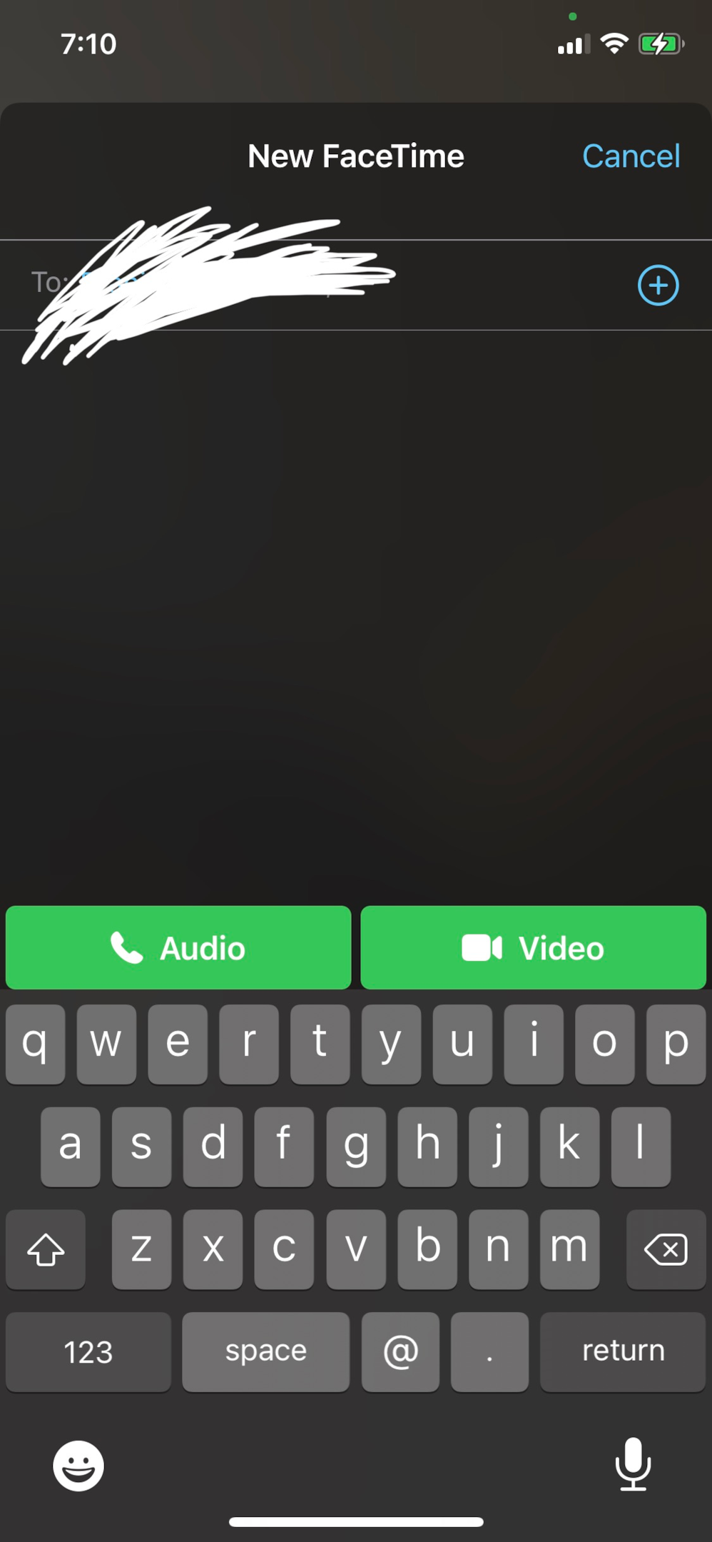 Screenshot of FaceTime app