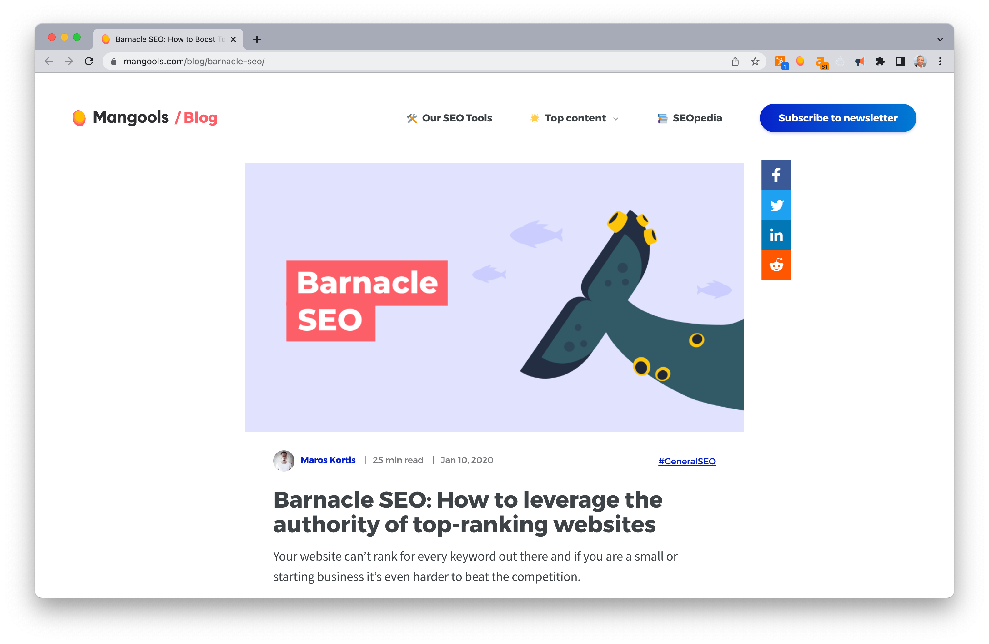 Screen Shot: Barnacle SEO: Boost your visibility by latching onto high-ranking websites