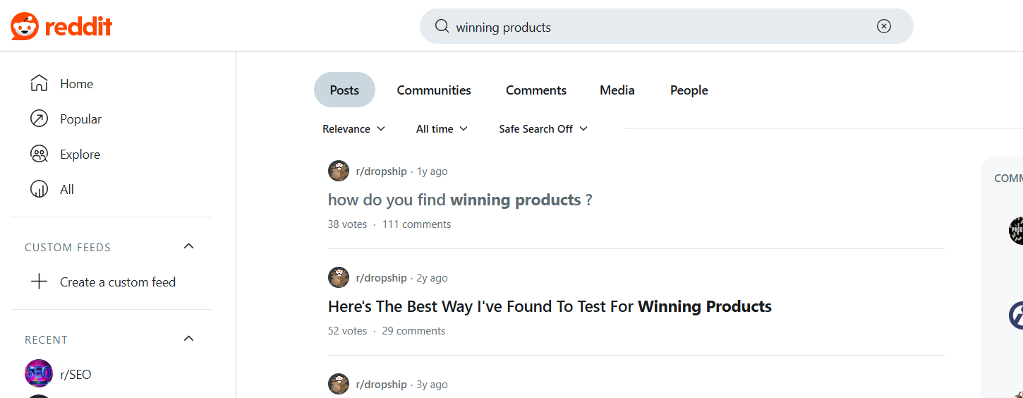 how to find winning products on reddit