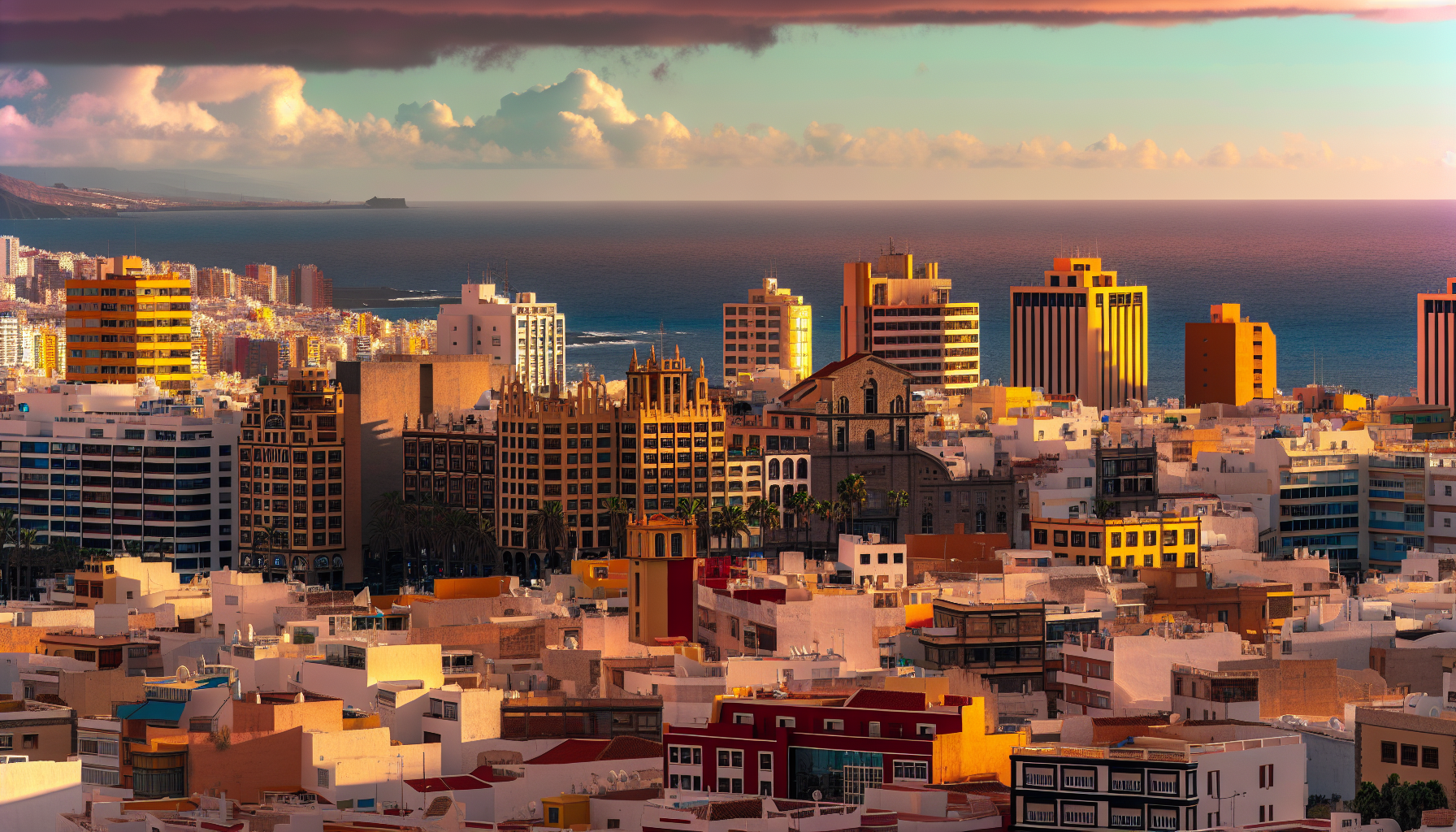 Vista de la ciudad de Las Palmas con el mar al fondo