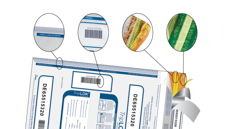 Tamper-evident bags with unique numbers and barcodes