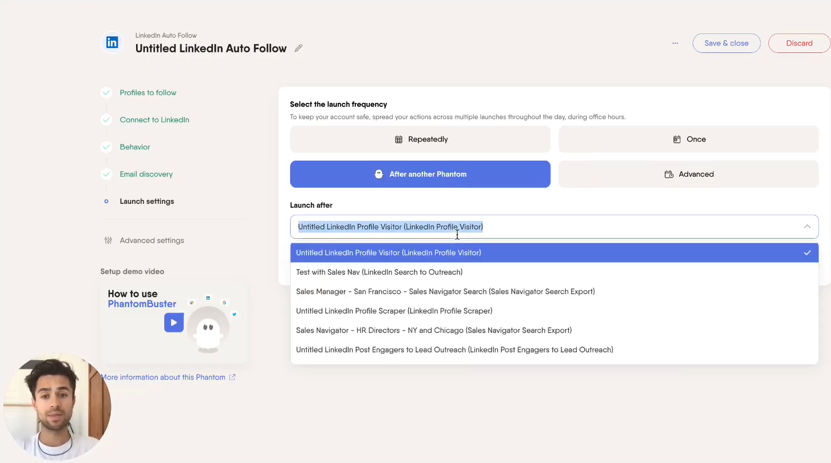 Still of playbook showing this step on the PhantomBuster website
