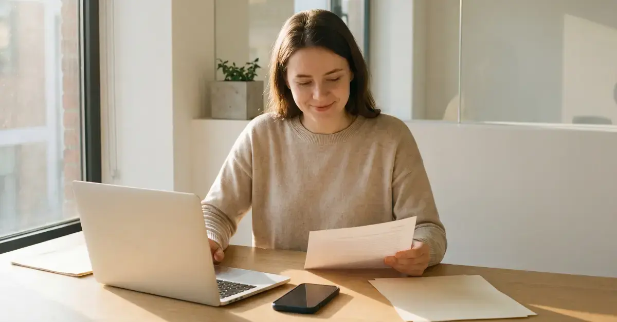 Woman confidently filing taxes after understanding is Schedule C the same as 1040?