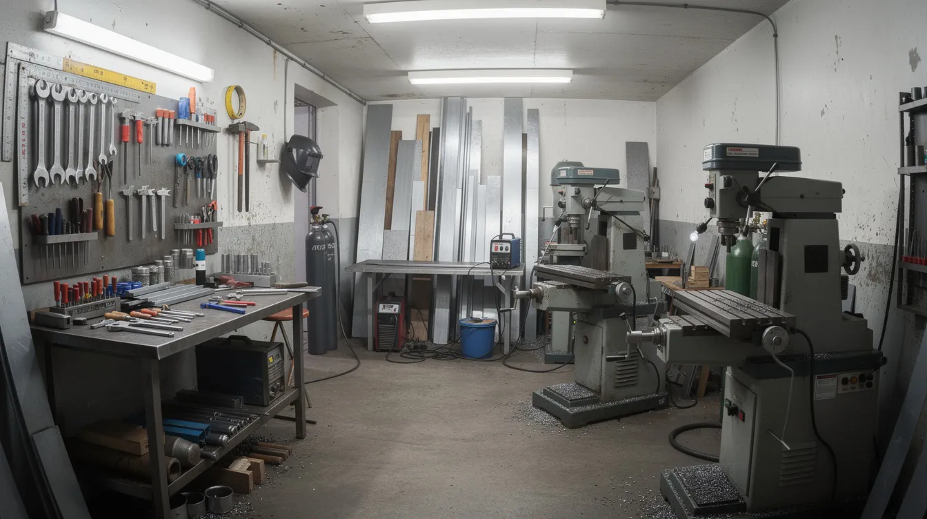 ae90e612 0906 4e20 90fe 9eab401fc002 The image depicts a small metalwork fabrication workshop filled with various machinery and tools, showcasing a workspace where micro enterprises can engage in direct manufacturing processes. This setting highlights the importance of financial support and project cost considerations for businesses seeking to raise debt capital and manage their expenses effectively.