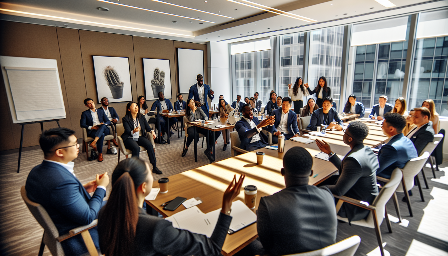 A group of professionals engaged in a leadership training session in Palo Alto