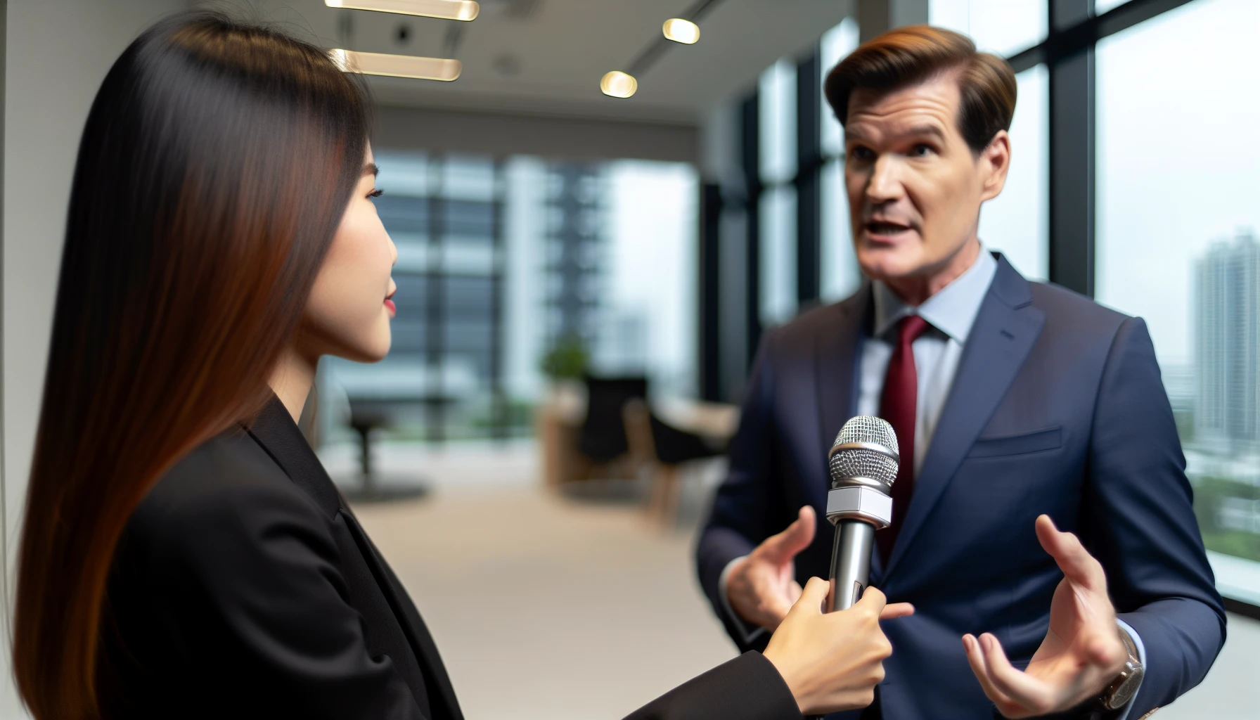 A journalist interviewing a spokesperson about a press release