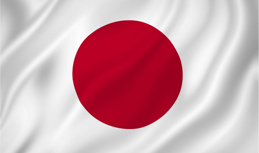 Flaga Japonii, gdzie powszechnie używa się języka japońskiego.