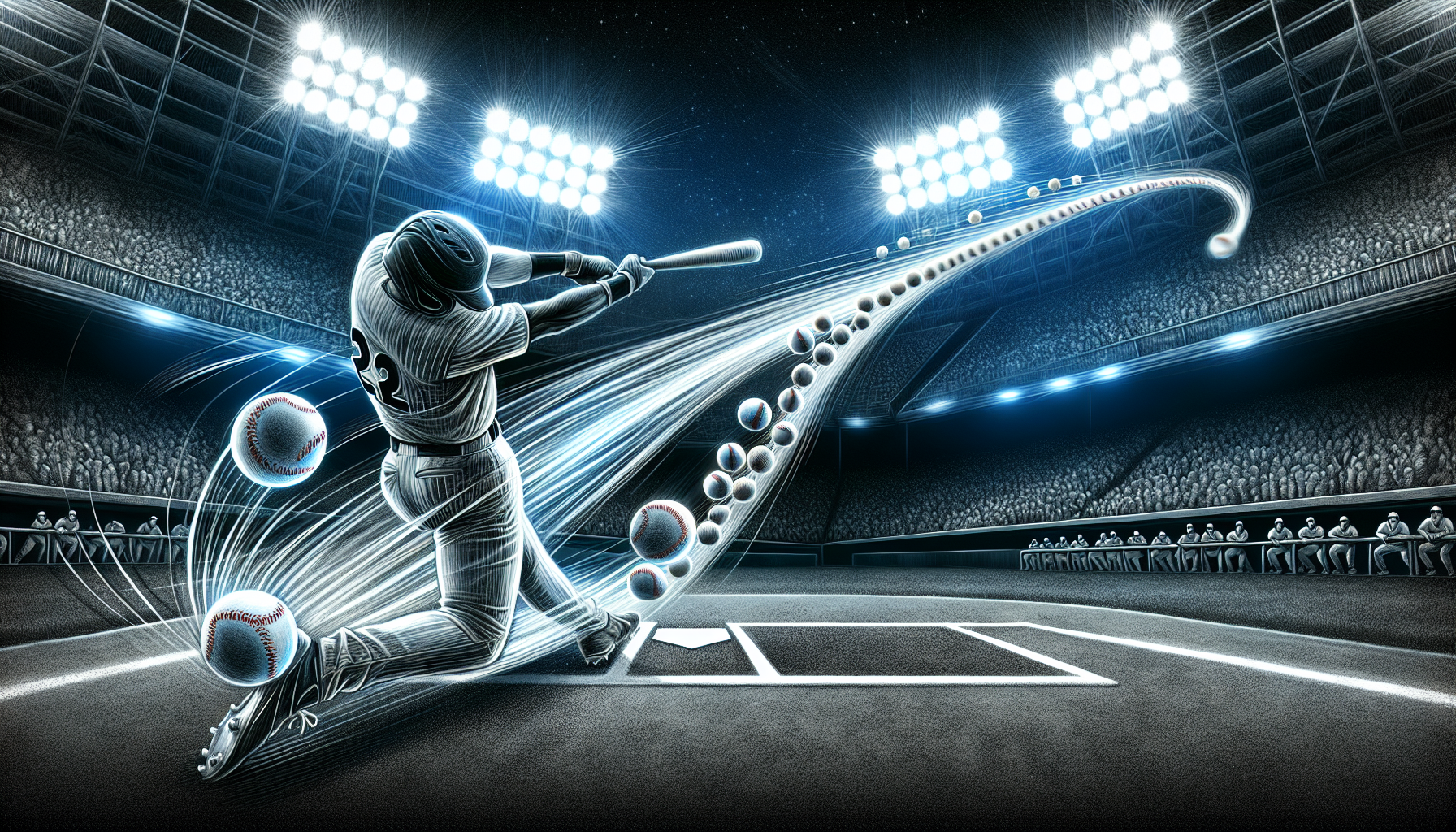 Illustration of baseball player hitting a clutch hit