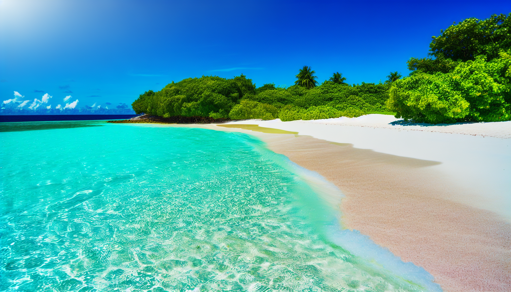 Sandy Island paradise with clear waters and white sands