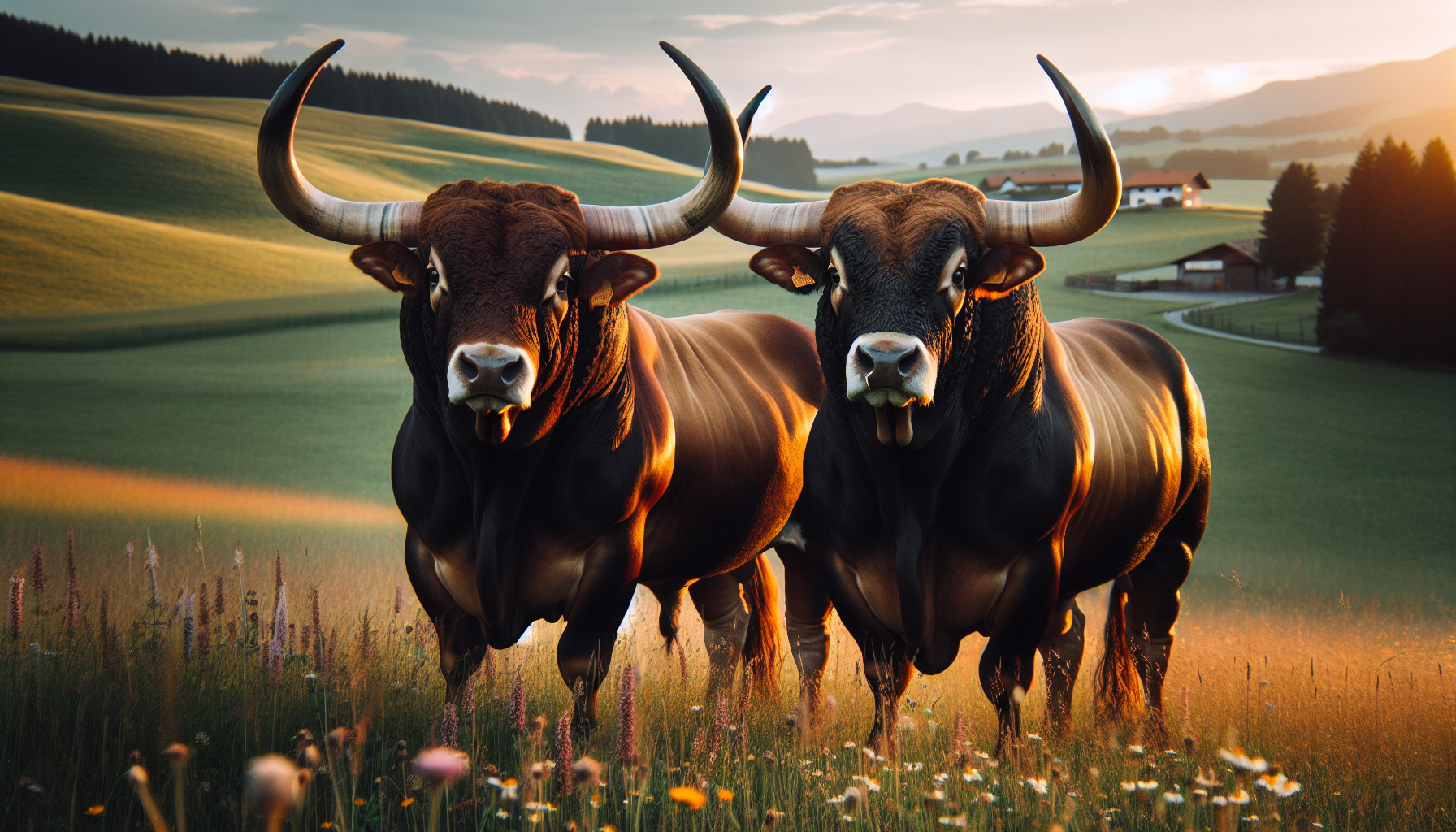 Illustration of domesticated oxen