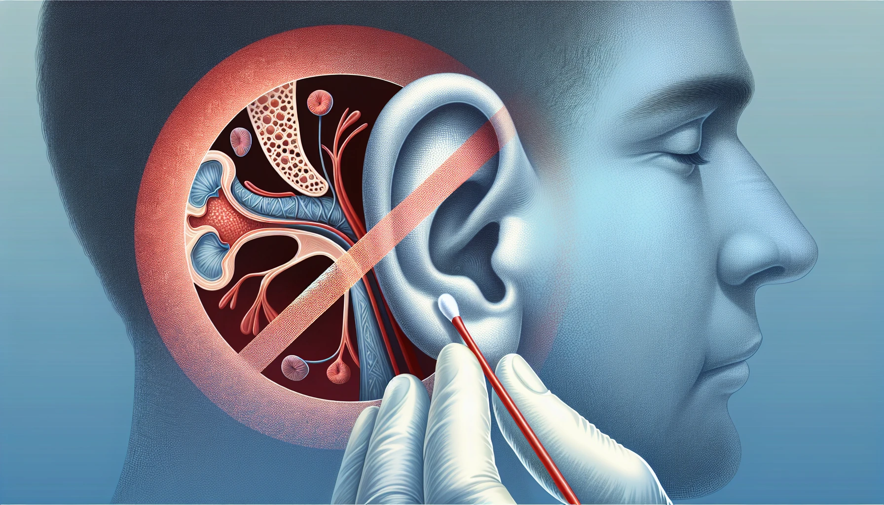 Illustration of proper ear hygiene practices