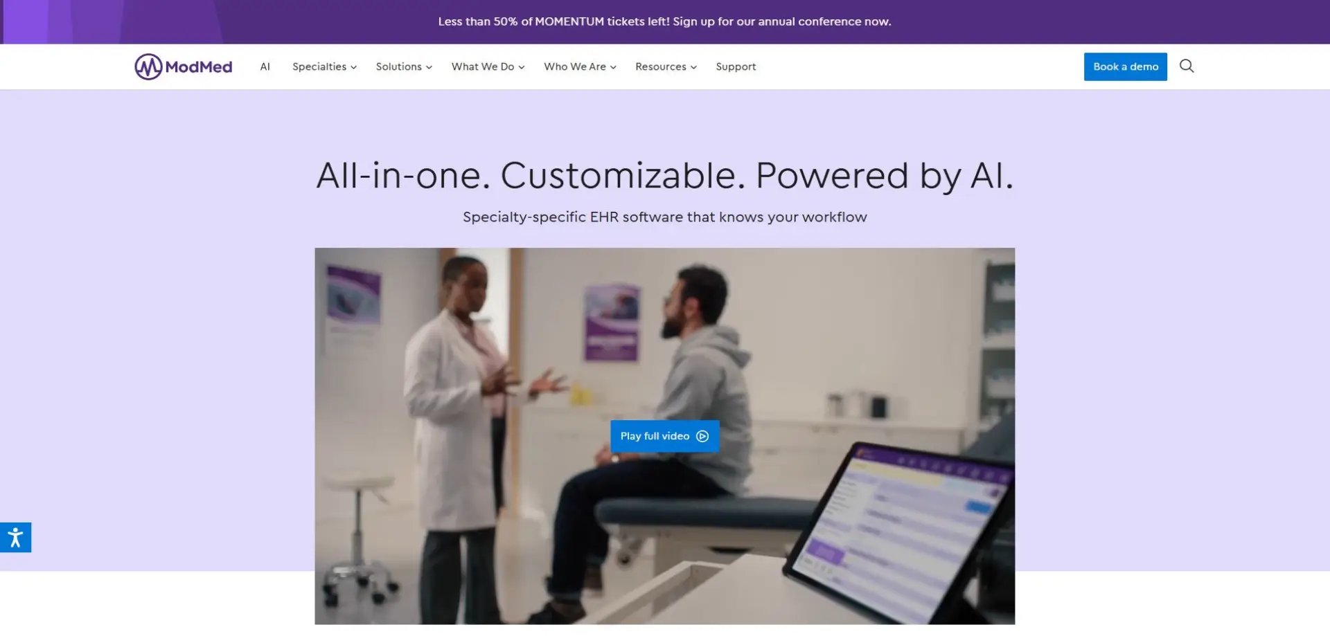 Homepage of ModMed website