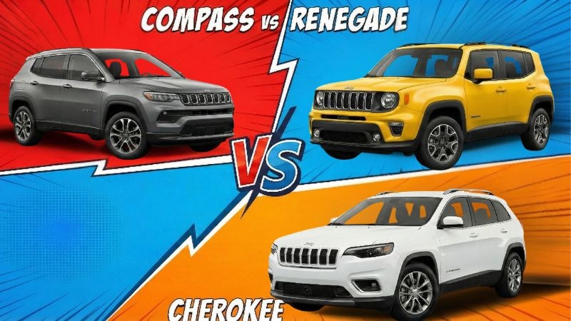 Comparison between Jeep Compass , jeep Renegade, and Jeep Cherokee