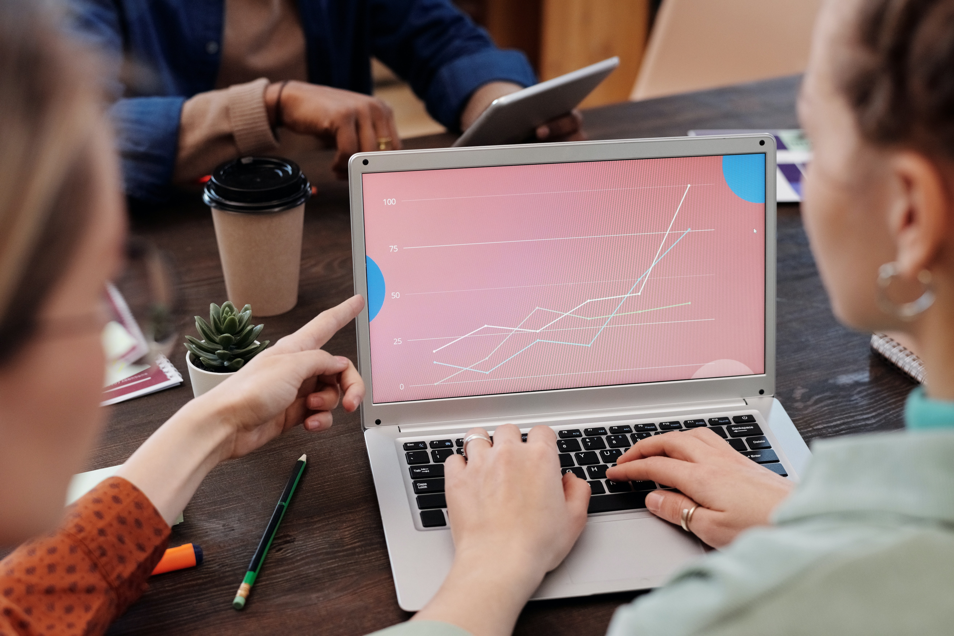 woman rising graph