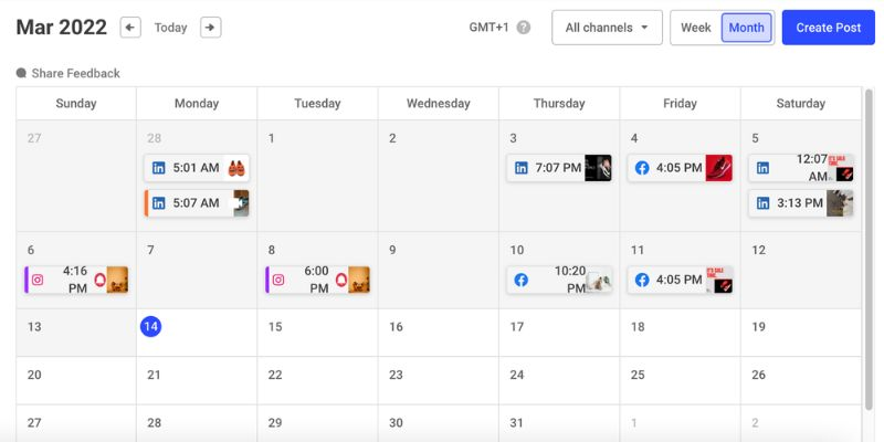 Buffer content calendar template example 