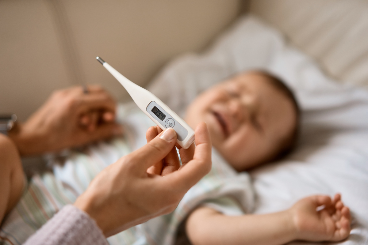 Baby with fever above 100.4