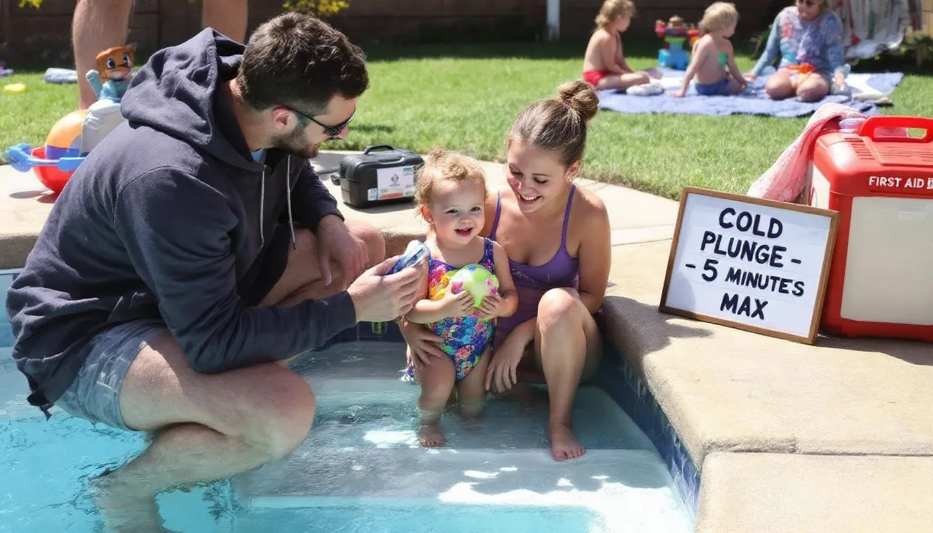Safety precautions for cold plunging with kids, ensuring safety measures.
