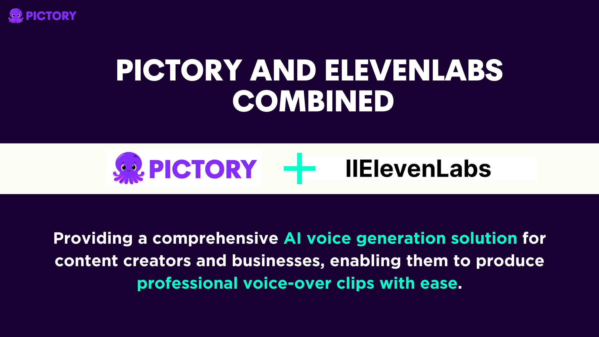 Pictory and ElevenLabs provide a comprehensive AI voice generation solution for content creators and businesses, enabling them to produce professional voice-over clips with ease.