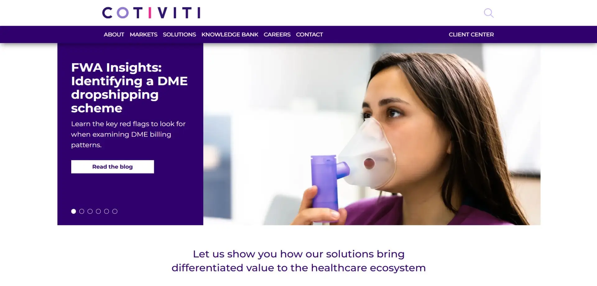 Homepage of Cotiviti website