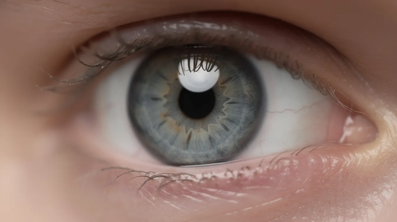 Gros plan sur un œil humain, mettant en évidence l'iris et la pupille avec des détails précis. On peut observer les nuances de couleur de l'iris, qui peuvent varier entre le vert et le noisette, offrant un reflet captivant.