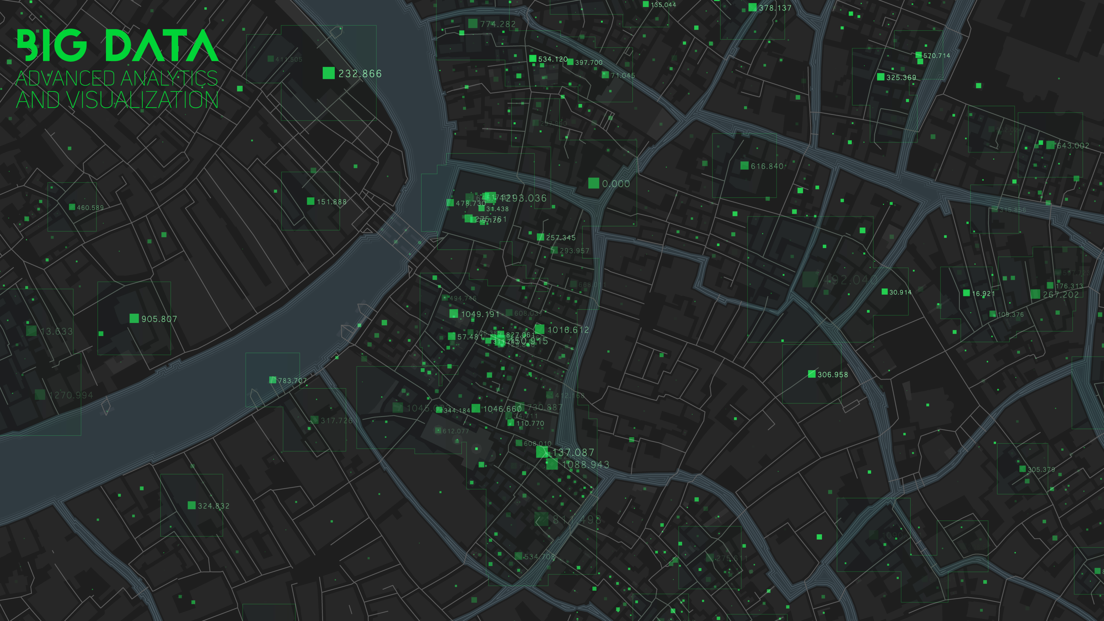 The image depicts a concept of a big data map