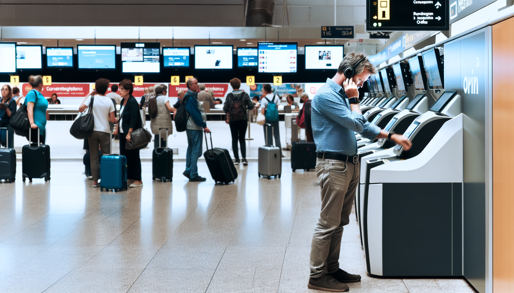 Air New Zealand self-service kiosk at JFK