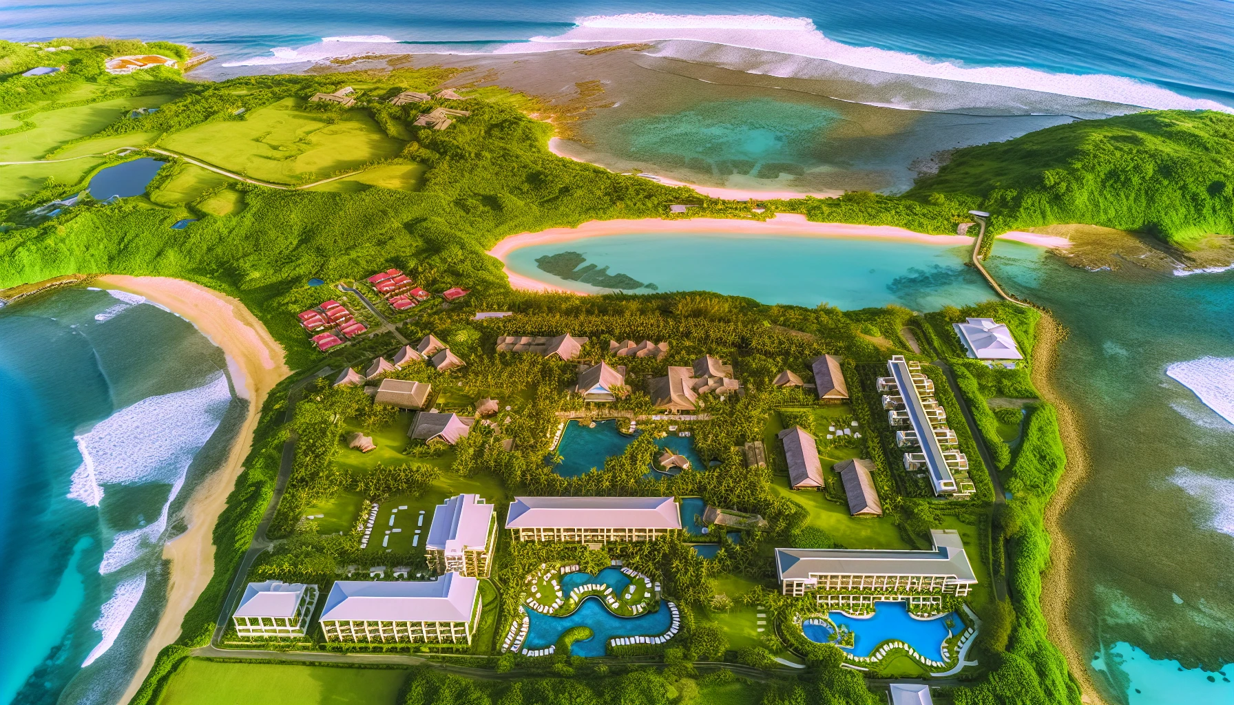 Aerial view of Westin Reserva Conchal nestled in lush Costa Rican landscape