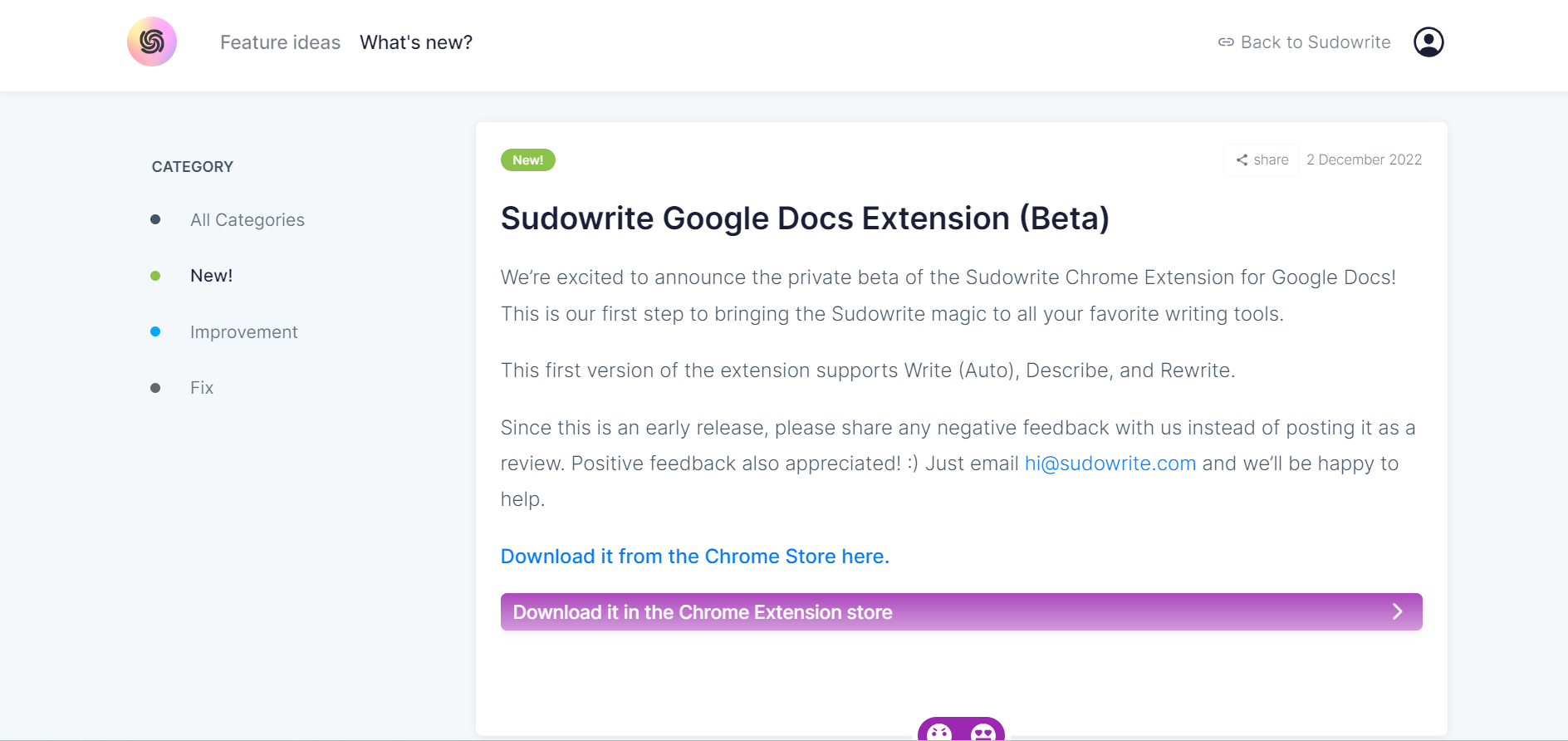 Sudowrite Google Docs Extension Announcement