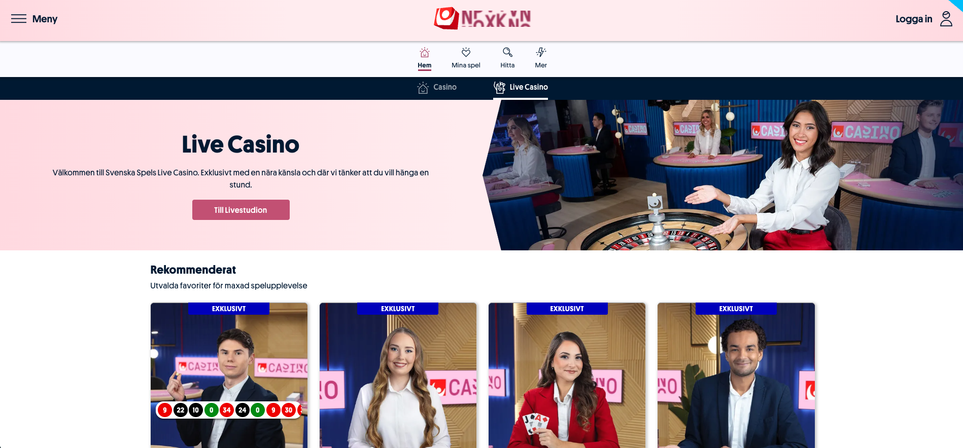Live casino på Svenska Spel Casino med live roulette, blackjack och autentisk spelupplevelse online