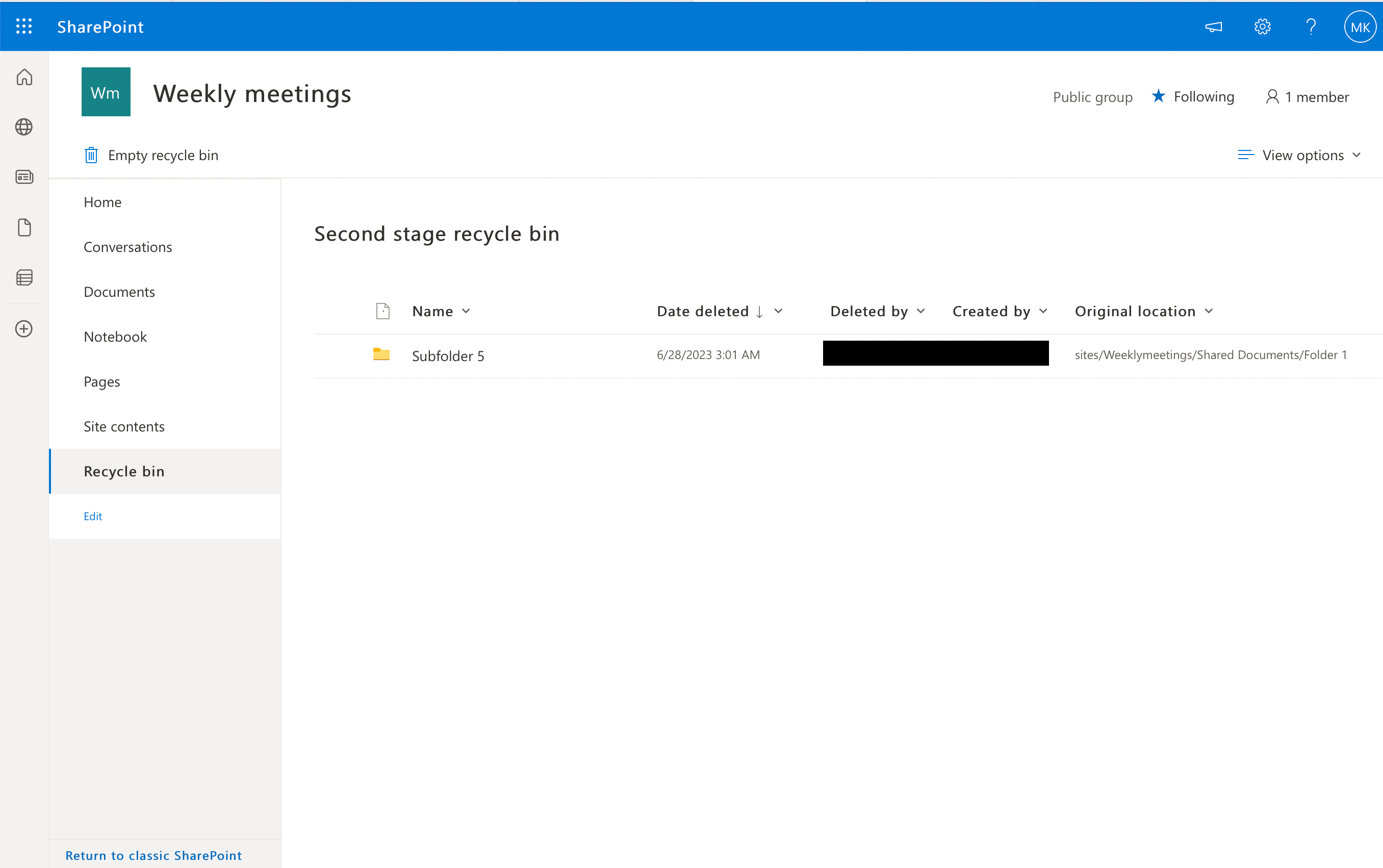 Second stage bin in SharePoint